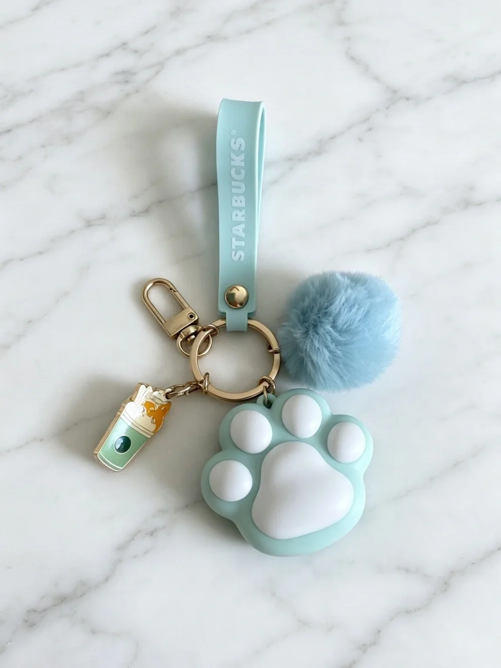 Starbucks Shanghai Exclusive Bag Charm Keychain Puppy Coffee Cup Mint Green